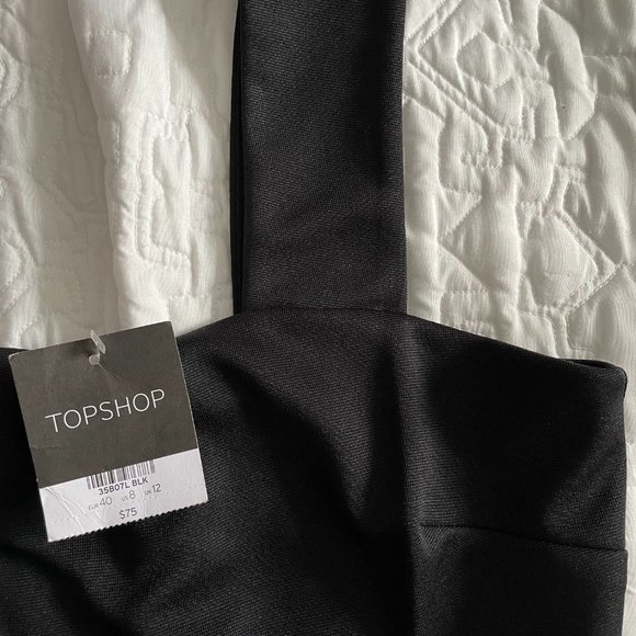 NWT TOPSHOP Black Midi Dress with cutout and thigh detail, US Size 8 - Picture 4 of 5
